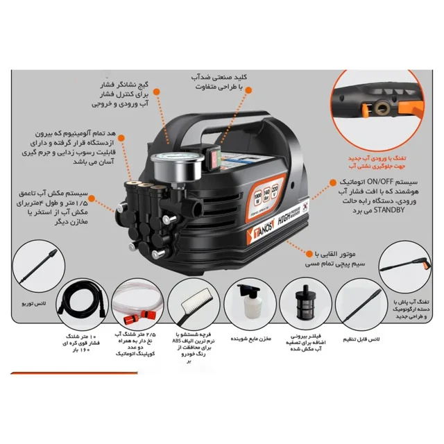 کارواش دینامی ۱۴۰ بار تانوس مدل HPW-01-140